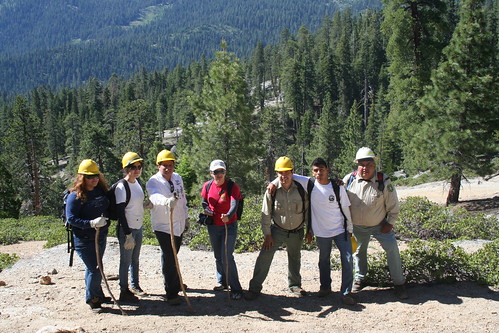 Members of the Central California Consortium stand with their Forest Service counselors among the resources they work to maintain and understand as part of their participation in the program. (Photo by Central California Consortium)