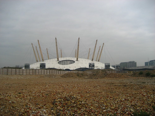Derelict land in front of the Millennium Dome