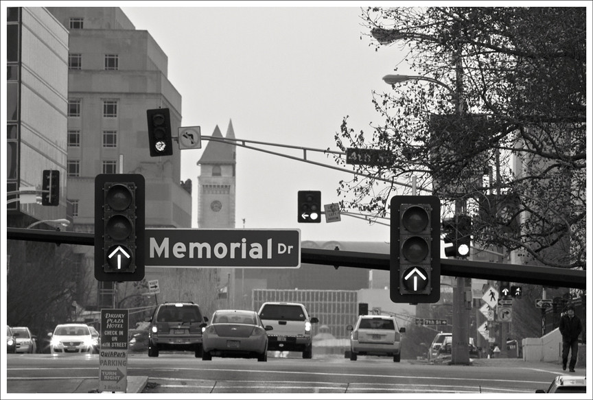 Memorial Drive and Market Street BW