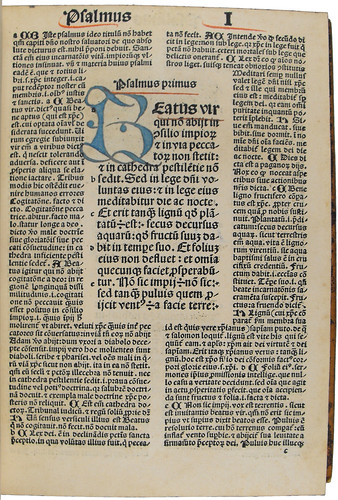 Manuscript initial and rubrication in Psalterium