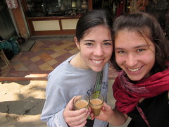 Sarah Schoenhals and Tessa Gerberich about to drink some local chai.