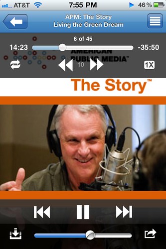 Listening to "The Story" podcast on Podcaster