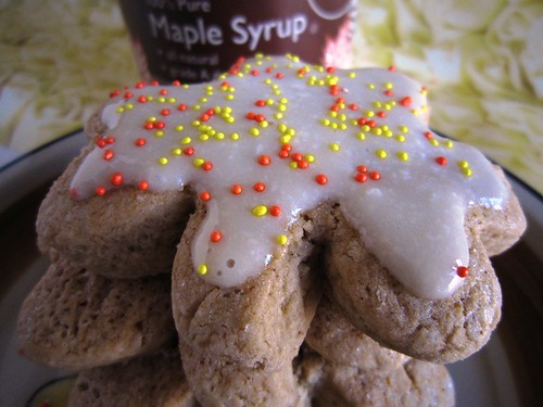 Maple scones with red and gold sprinkles