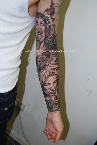 Religious Sleeve Tattoo 14 Tattooed by Ray at The Tattoo Studio Crayford