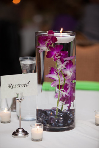 Submerged Orchid Centerpieces wedding green purple silver flowers diy 