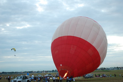 blowing the hot air balloon