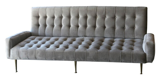 Silk Velvet Tufted Sofa 1950s $4500
