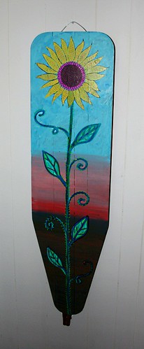 Sunflower on Vintage Ironing Board by Rick Cheadle Art and Designs