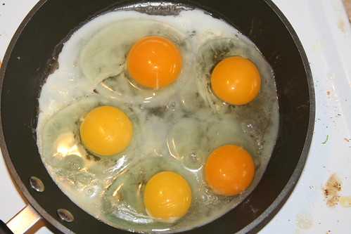 Commercial Eggs on Left, Home Eggs Top and Right
