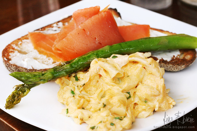 Scrambled Eggs with Smoked Salmon and Asparagus, Well Connected Cafe