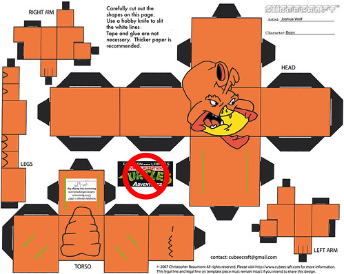 "Teenage Mutant Ninja Turtles Adventures" -  Bean papercraft model figure  [[  CUBEECRAFT  model by Joshua Wolf  ]]