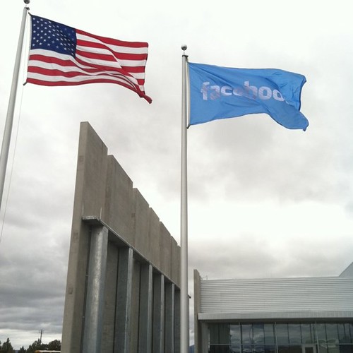 Facebook has its own flag. Hangs in front of datacenter and the tour is over.