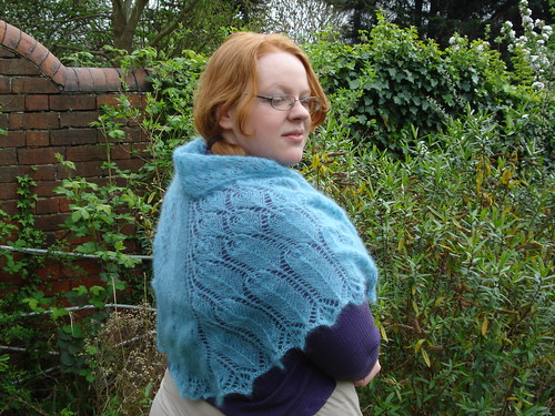 Bird wings knitted lace shawl silk mohair Japan benefit tsunami donation