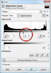 Drag the middle slider directly below the histogram.