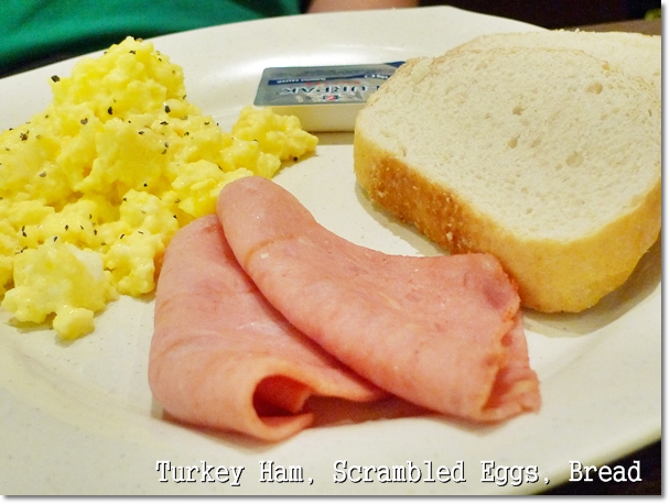 Turkey Ham, Scrambled Eggs, Bread