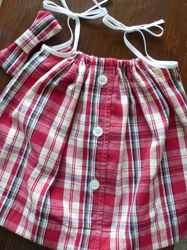 Men's button-down shirt turned into baby pillowcase dress