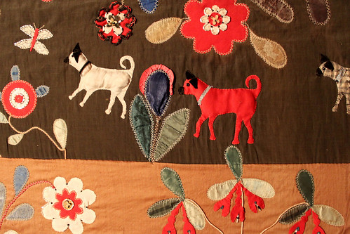 Dog applique quilt at the Folk Art Museum