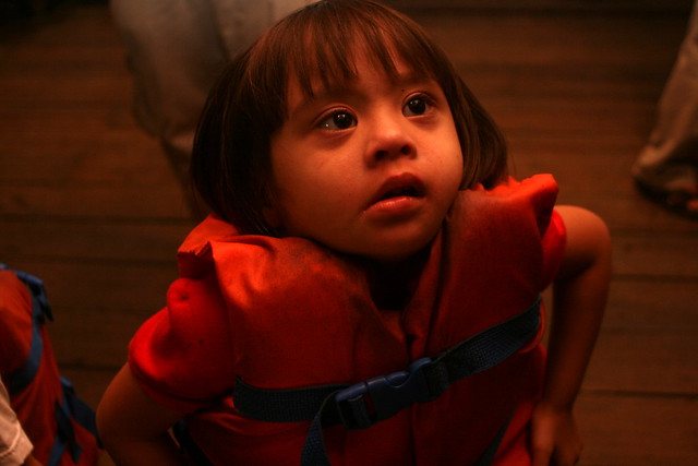 Nadine donning her life jacket for the moonlit mangrove tour - we saw lots of fireflies!