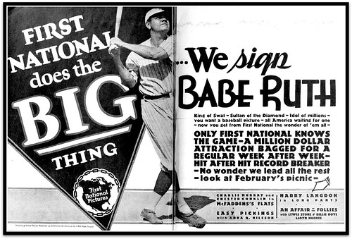 Vintage Film Advert for the signing of Babe Ruth by First National Picture Studios 1927 by CharmaineZoe