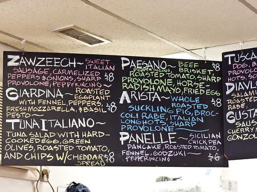 Paesano's partial menu