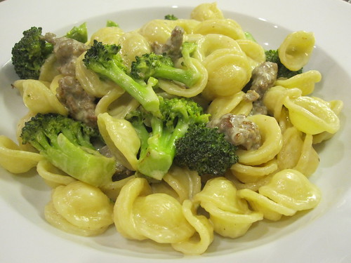 Orecchiette and broccoli with sausage pecorino cream sauce