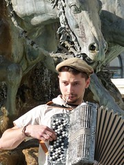 Accordionist with horse
