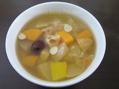 Nourishing Snow Fungus Papaya Pear and Sweet Potato Soup