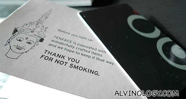 The key card comes in a thoughtful holder that reads "Thank you for not smoking"