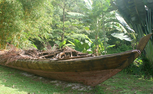 A mysterious boat stranded inland far from the sea