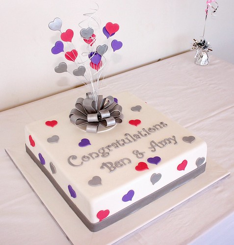 Love Heart Engagement Cakes. Hearts Engagement Cake. Huge 15in Mud Cake , handmade sugar bow and hearts.