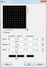Use the Grid filter to create the grid of white dots.