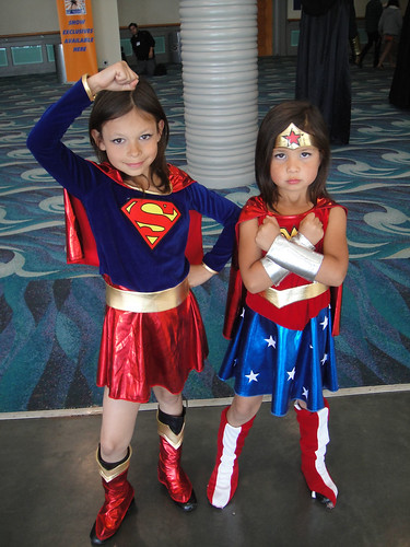 Long Beach Comic Expo 2011 - Little Supergirl and Wonder Woman