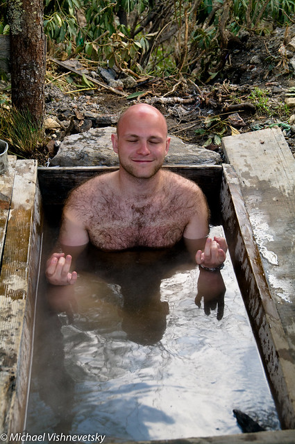 Zen while enjoying a hot stone bath