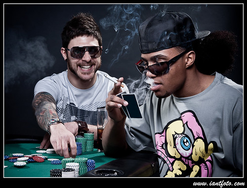 Two friends playing poker.