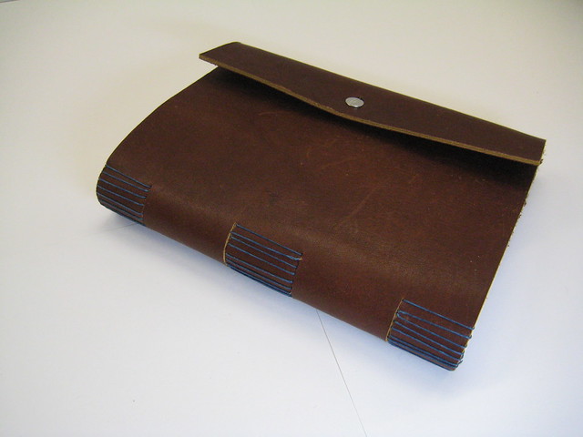 leather sketchbook side view