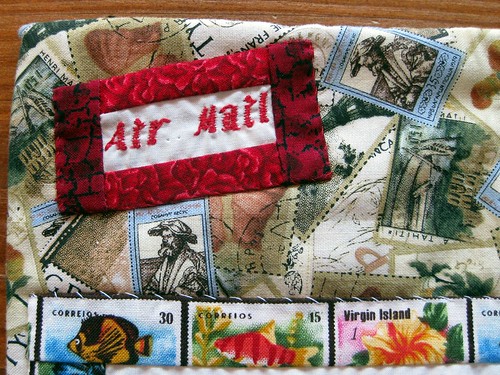 Air mail & stamp fabric