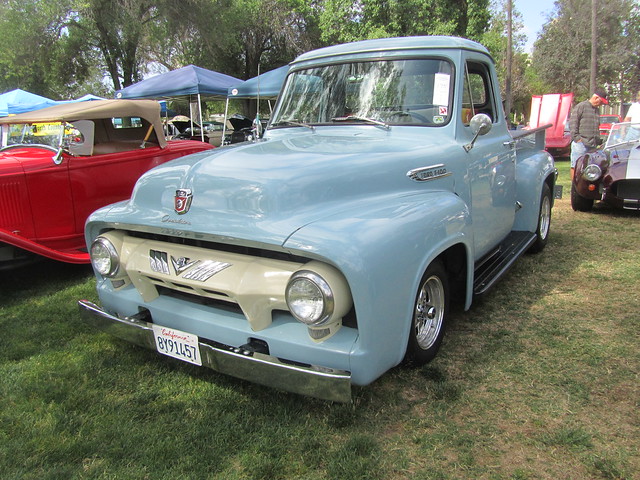 blue ford truck pickup 1954 f100