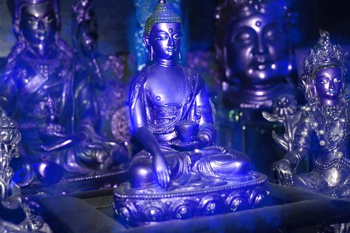 Blue Earth Touching Buddha, with other deity statues, Wedgwood, Seattle, Washington, USA by Wonderlane