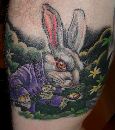 White rabbit tattoo Tattoo by Tim Baxley Southside Tattoo Piercing 1597 