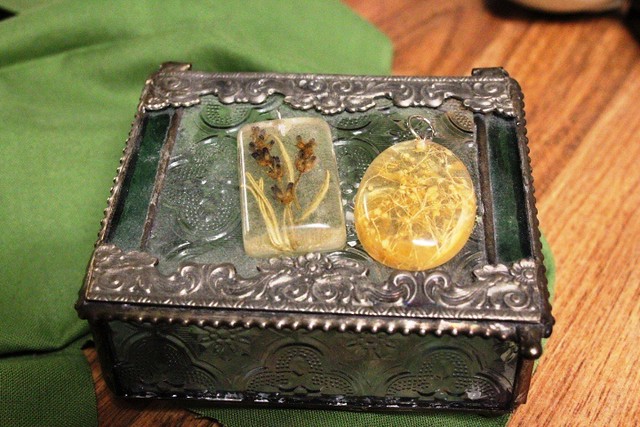 Glass Box and Resin Pendants