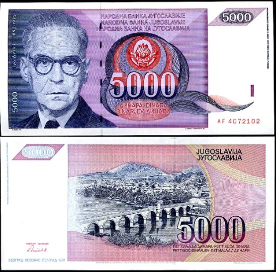 5000 Dinárov Juhoslávia 1991, P111