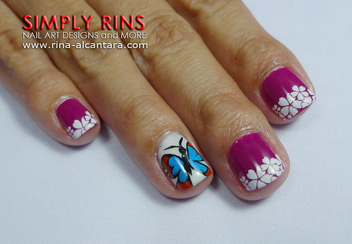 Nail Art Butterfly and Flowers 07