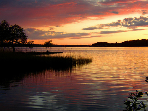 フリー写真素材|自然・風景|川・河川|夕日・夕焼け・日没|スウェーデン|