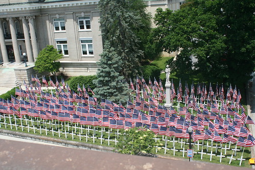 Flags on the courthouse lawn