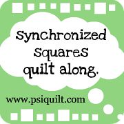 synchronized squares quilt along button.