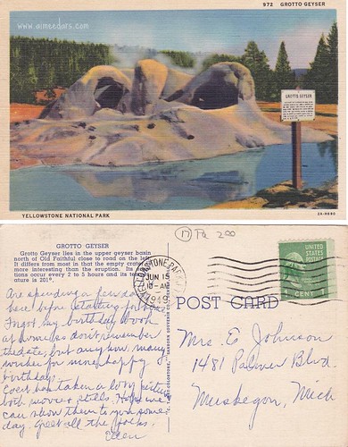 Yellowstone - Grotto Geyser 6-15-1949