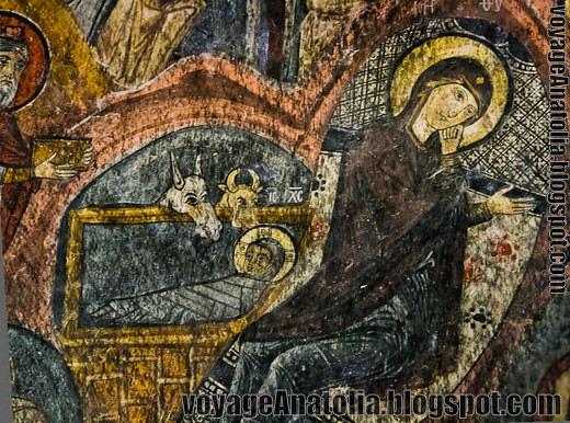 Mother Mary and baby Jesus in Gümüsler Monastery, Cappadocia