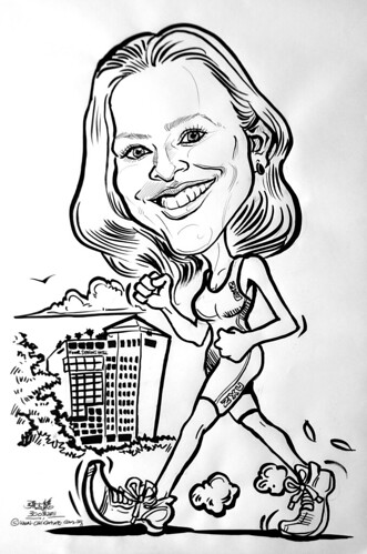 jogging caricature for Four Seasons Hotel