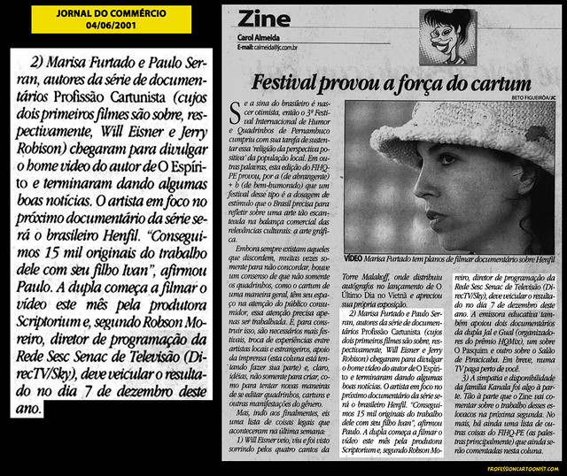 "Festival provou a força do cartum" - Jornal do Commércio - 04/06/2001