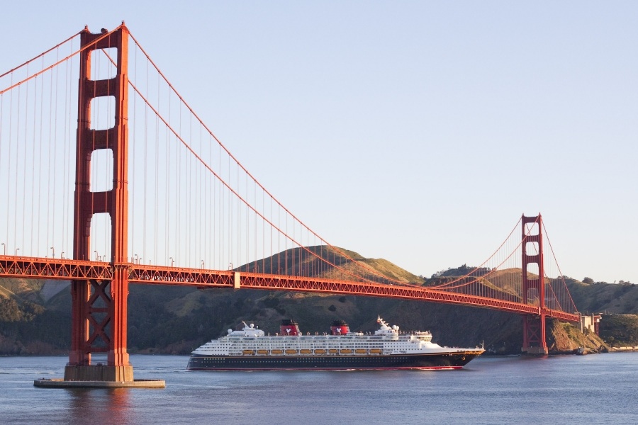 Disney Wonder Sails Under the Golden Gate Bridge